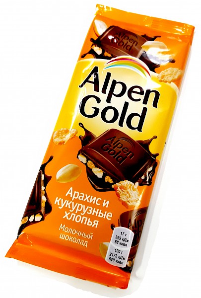 Alpen Gold молочный/арахис/кукурузные хлопья